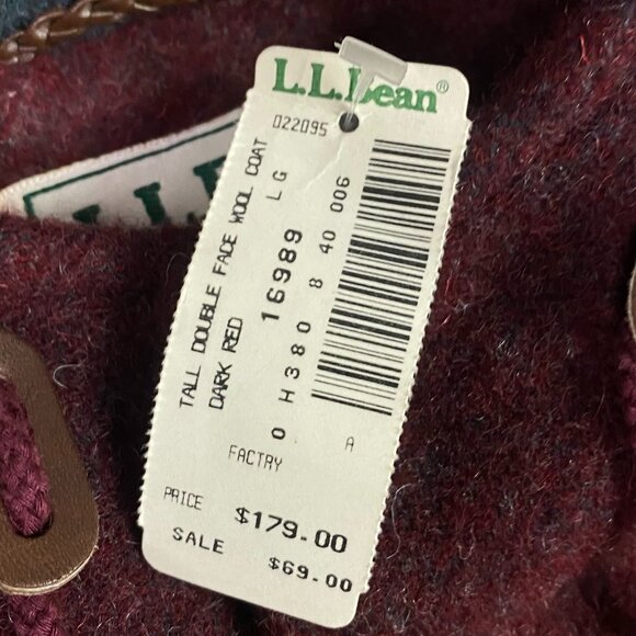 Vintage LL Bean Coat Jacket Mens Large Tall Red Hooded USA Blanket NWT Deadstock - Picture 2 of 16